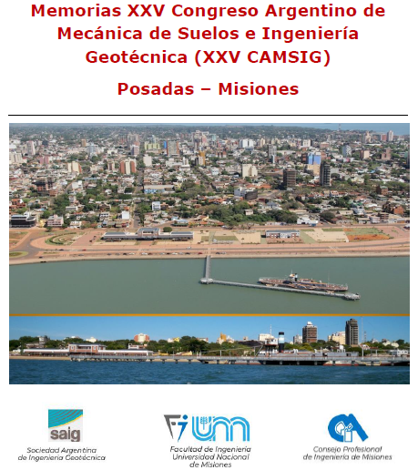 Memorias XXV Congreso Argentino deMecánica de Suelos e Ingeniería Geotécnica (XXV CAMSIG) – Posadas – Misiones | SAIG